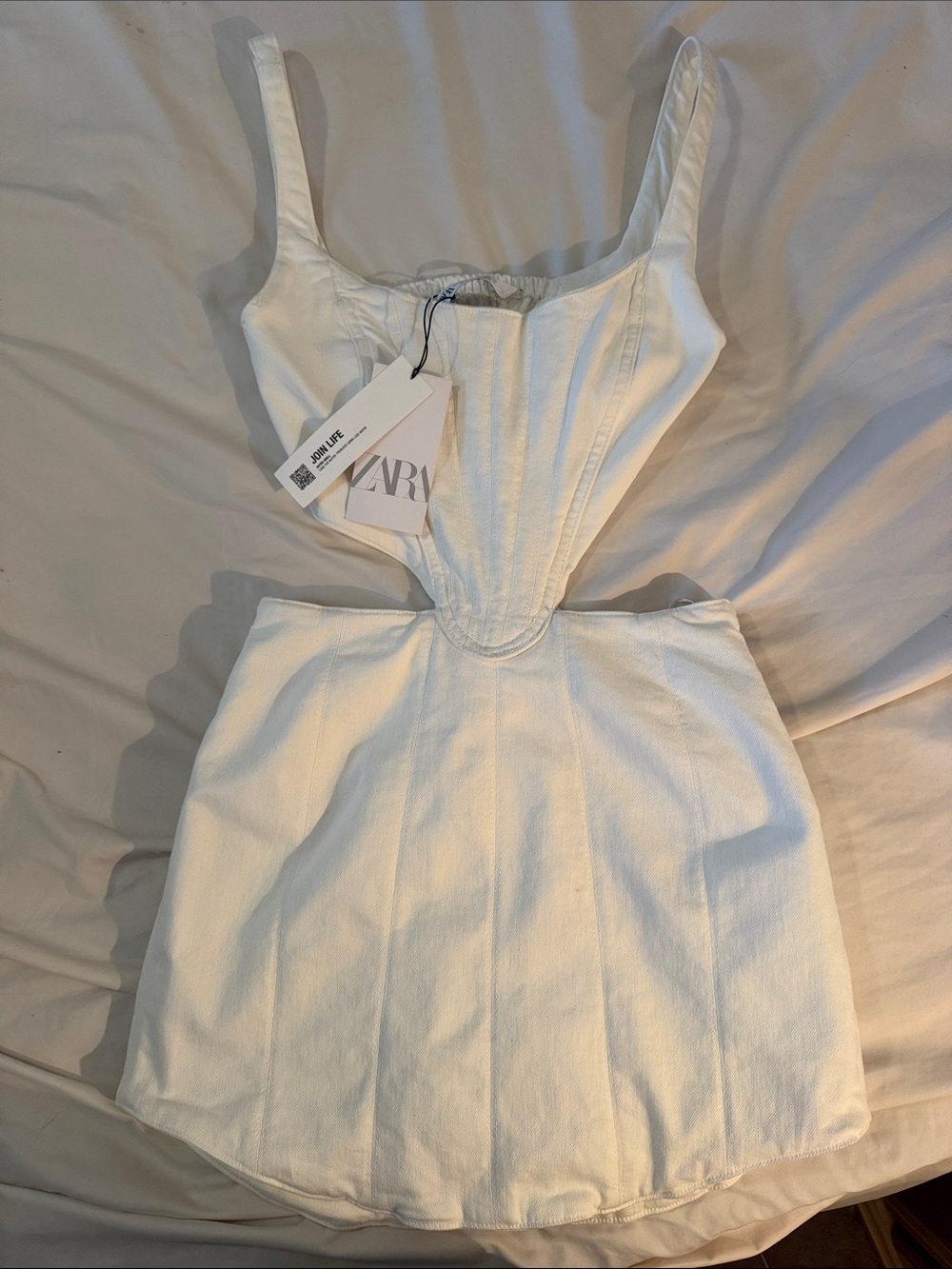 ZARA White Cutout Corset Mini Dress